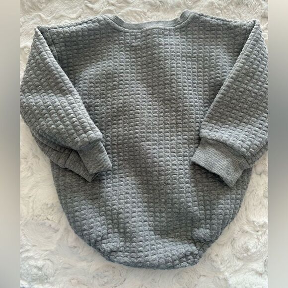 Winnie + Krew Gray Waffle Knit Jumpsuit One Piece Snap Long Sleeve Size 12-18m - Picture 2 of 5